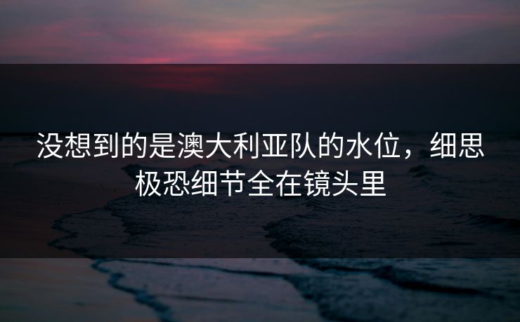 没想到的是澳大利亚队的水位，细思极恐细节全在镜头里
