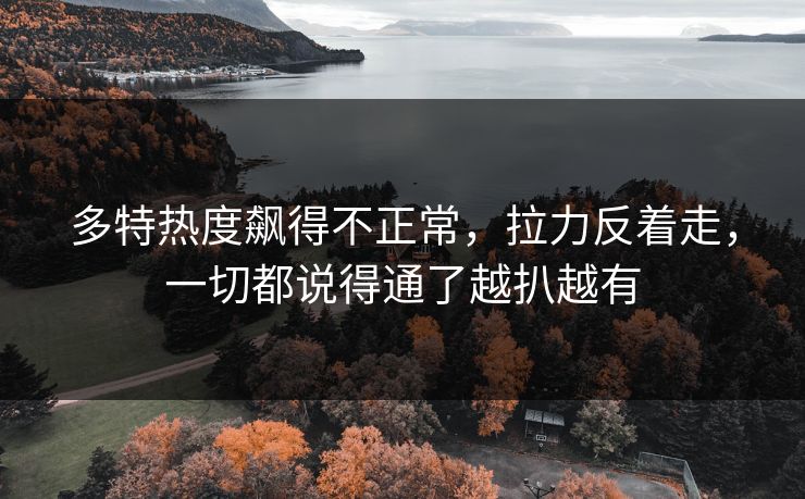 多特热度飙得不正常，拉力反着走，一切都说得通了越扒越有
