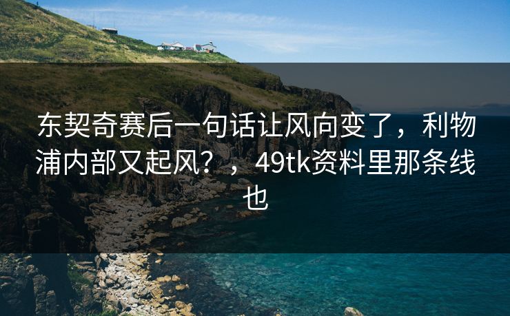 东契奇赛后一句话让风向变了，利物浦内部又起风？，49tk资料里那条线也