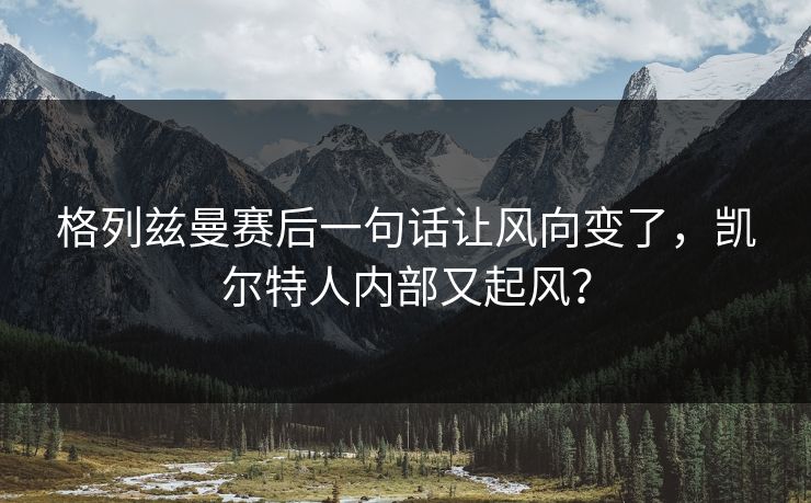 格列兹曼赛后一句话让风向变了，凯尔特人内部又起风？