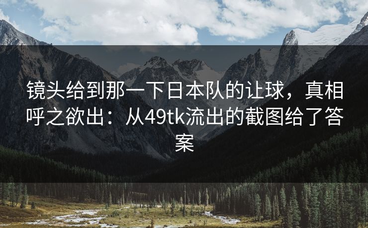 镜头给到那一下日本队的让球，真相呼之欲出：从49tk流出的截图给了答案